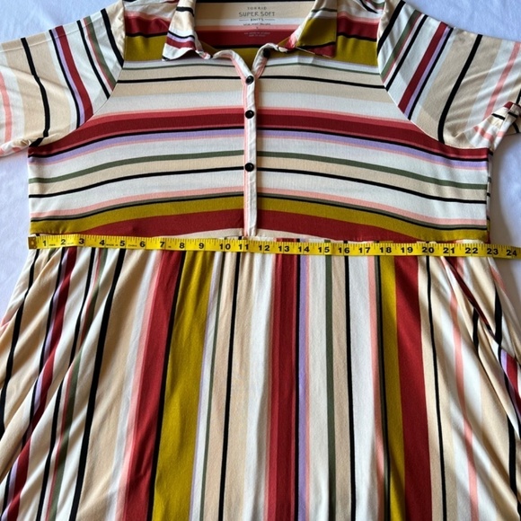 Torrid Striped Midi Dress with Button Detail - Picture 8 of 10